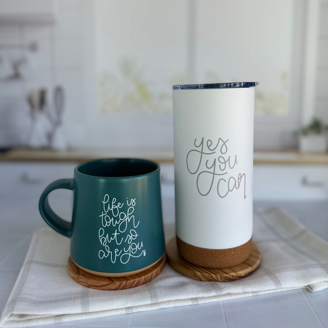 Stay Strong Bundle: 'Life is Tough' Coffee Mug + 'Yes You Can' Travel Mug