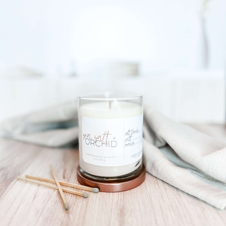 Sea Salt + Orchid | Whiskey Glass Soy Candle