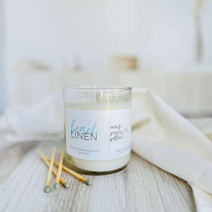 Beach Linen | Whiskey Glass Soy Candle