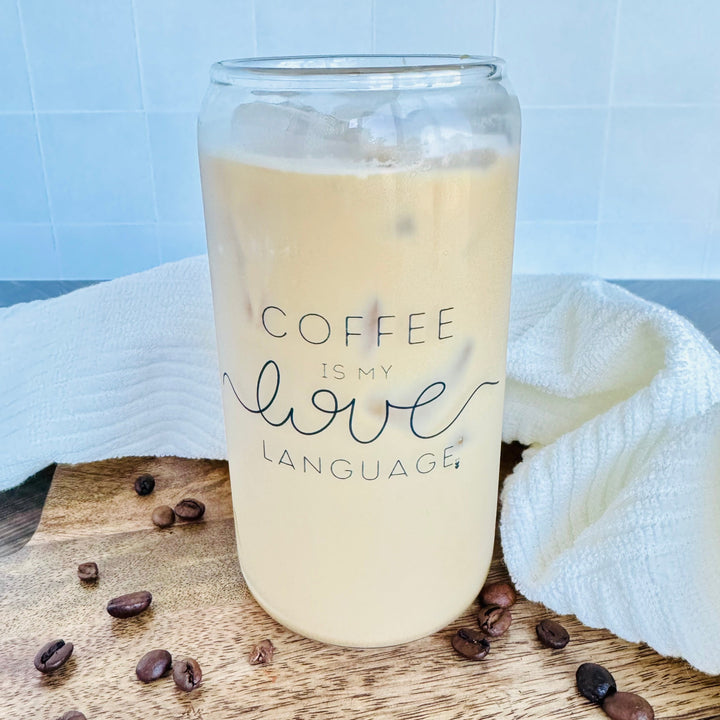 Coffee Is My Love Language | Can Glass with Bamboo Lid