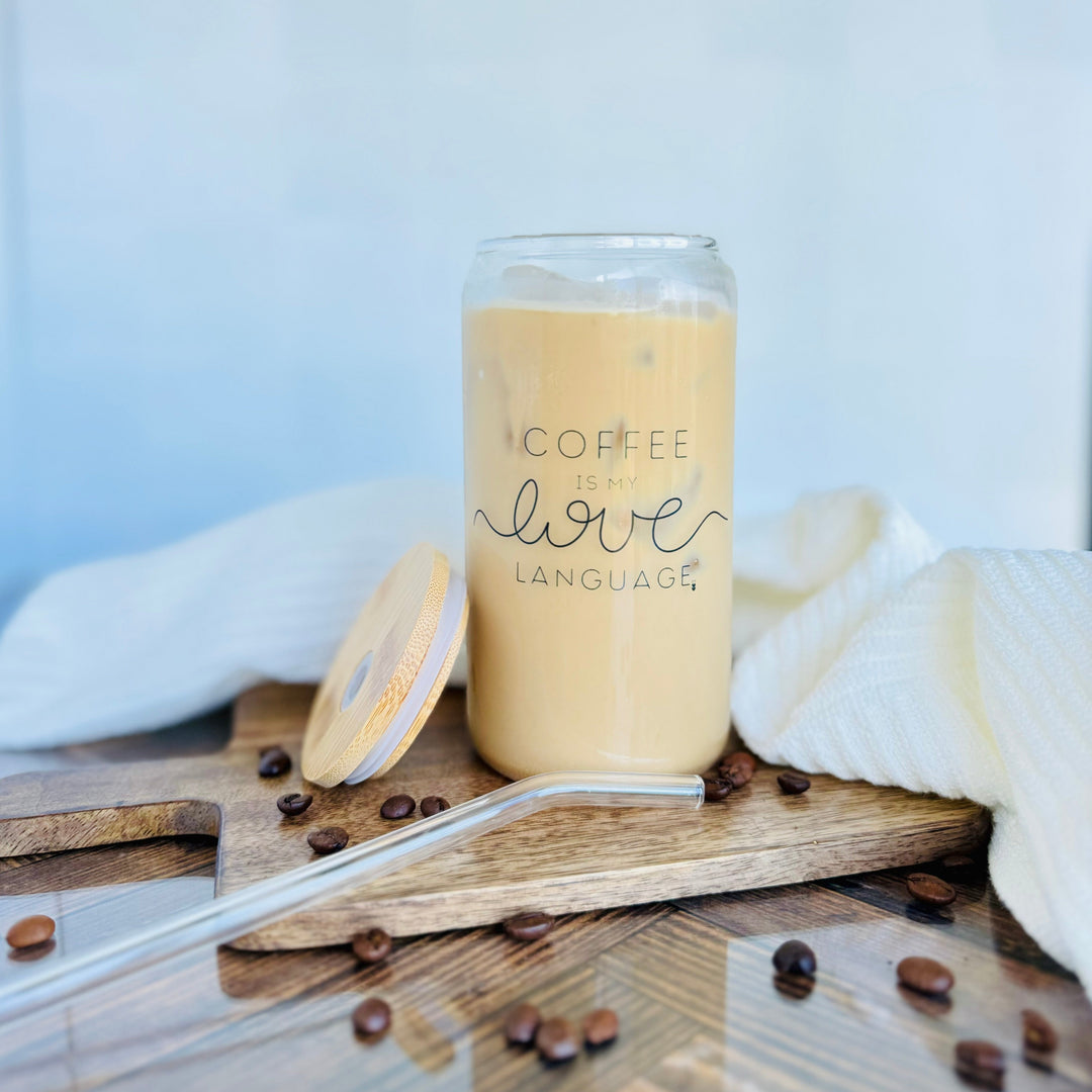 Coffee Is My Love Language | Can Glass with Bamboo Lid