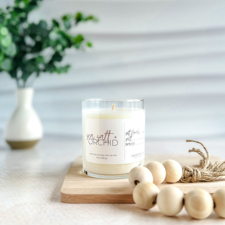 Sea Salt + Orchid | Whiskey Glass Soy Candle