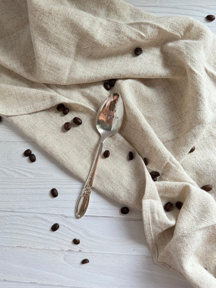 Hey Pumpkin | Hand Stamped Vintage Coffee Spoon