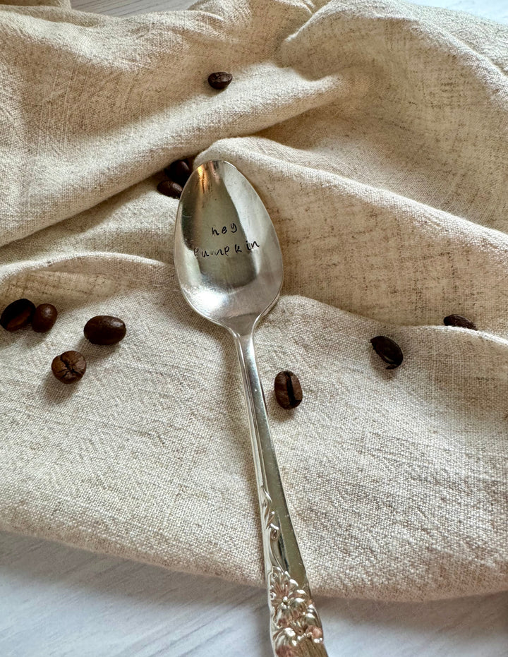 Hey Pumpkin | Hand Stamped Vintage Coffee Spoon