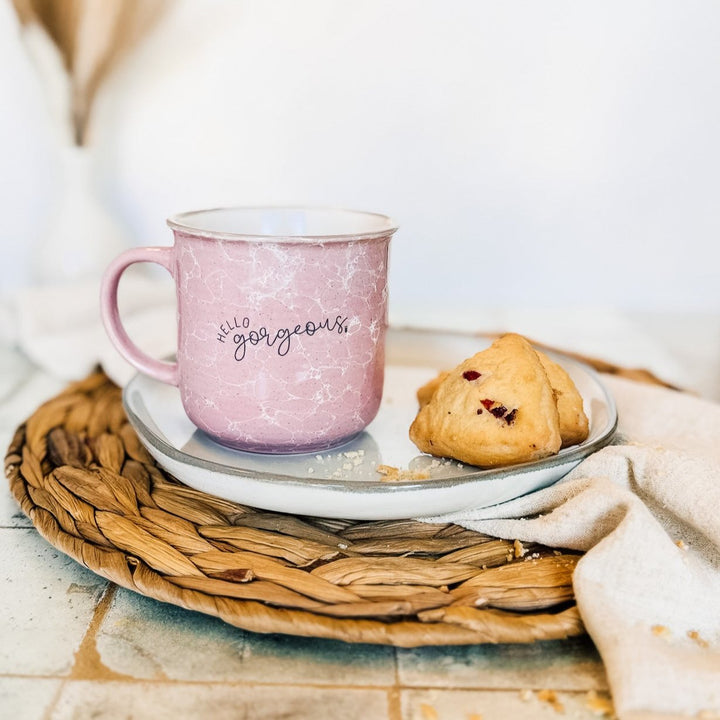 pink marble coffee mug