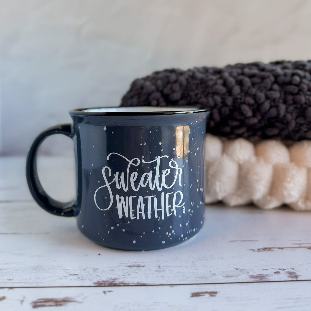 blankets and sweater weather gray ceramic mug