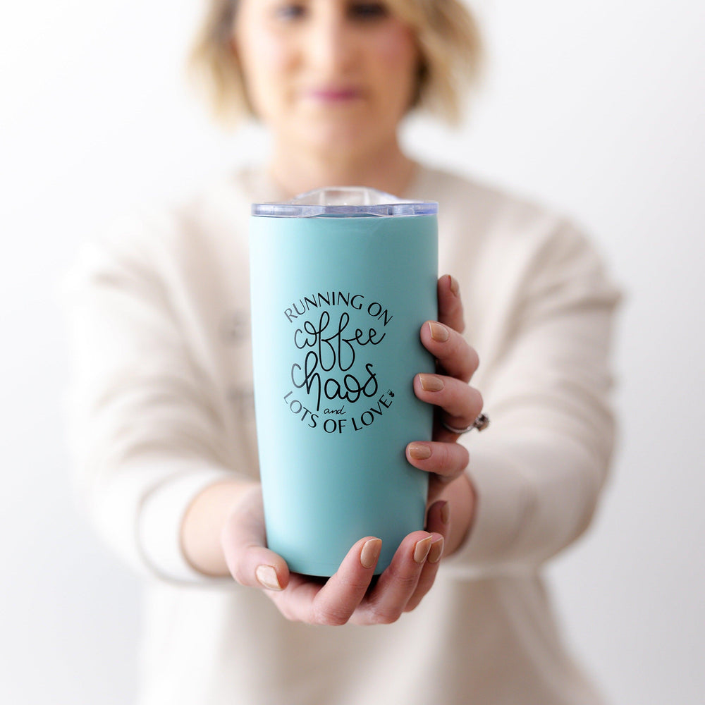 Running on Coffee and Chaos | Travel Mug - Made for Mama Shop