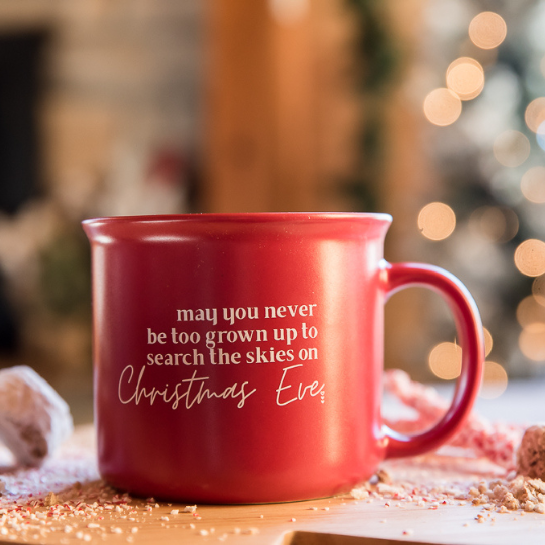 may you never be too grown up to search the skies on christmas eve campfire coffee mug by made for mama shop