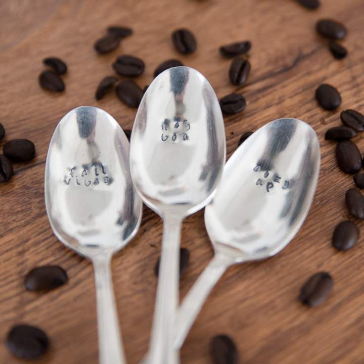 Cozy Up | Hand Stamped Vintage Coffee Spoon